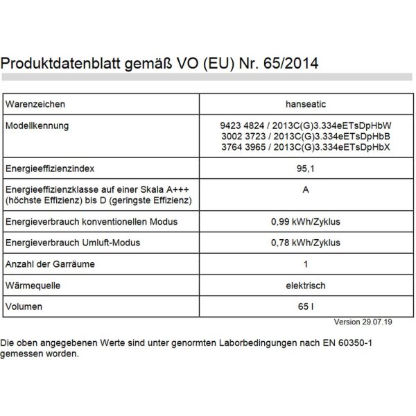 Hanseatic - 2013C(G)3.334eETsDpHbB - Einbauherd-Set - Braun