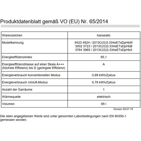 Hanseatic - 2013C(G)3.334eETsDpHbW - Einbauherd-Set - Wei&szlig;
